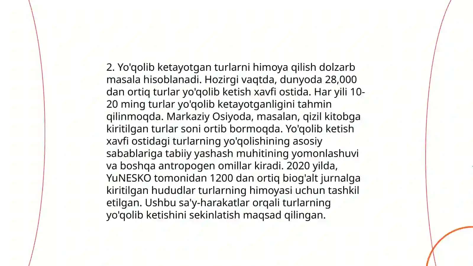 Biologik xilma-xillikni muhofaza qilish muammolarini o'rgangan 4
