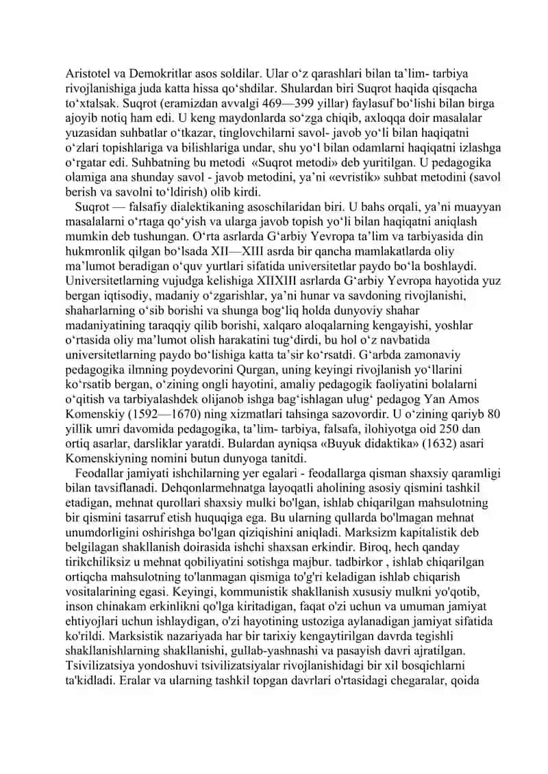 Insoniyat tarixida tarbiya va ta'limning rivojlanish bosqichlari 4