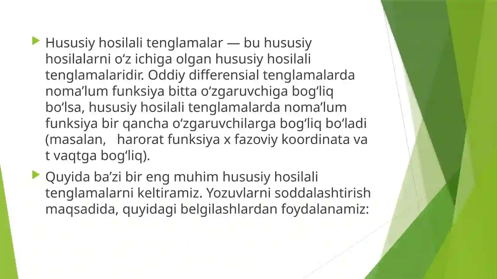 Issiqlik tarqalishining chiziqli va nochiziqli matematik modeli 4