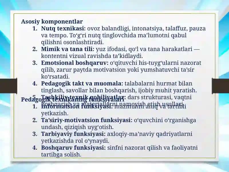 Pedagogik texnika va aktyorlik xususiyatlar 4