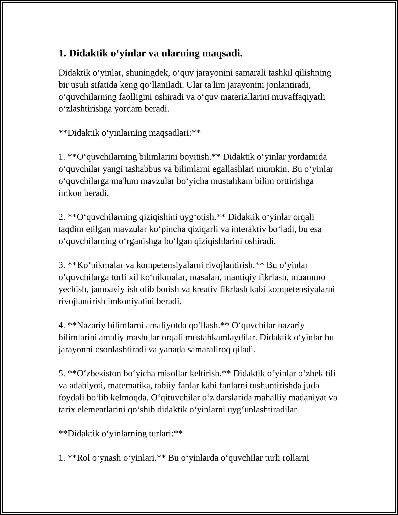 MATEMATIKADAN SINFDAN TASHQARI MASHGʻULOTLARDA DIDAKTIK OʻYINLARNING AHAMIYATI MAZMUNI UNDAN FOYDALANISH 2-SINF 4