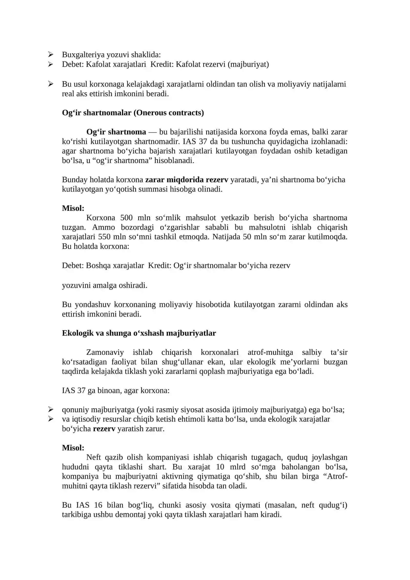 Hisobot davridan keyingi qoidalar va hodisalar-II 4