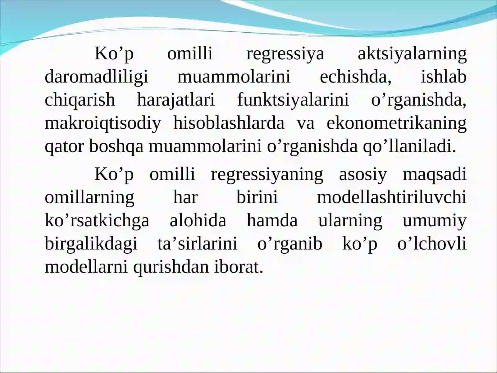 Ekonometrika fanidan mustaqil ish 4