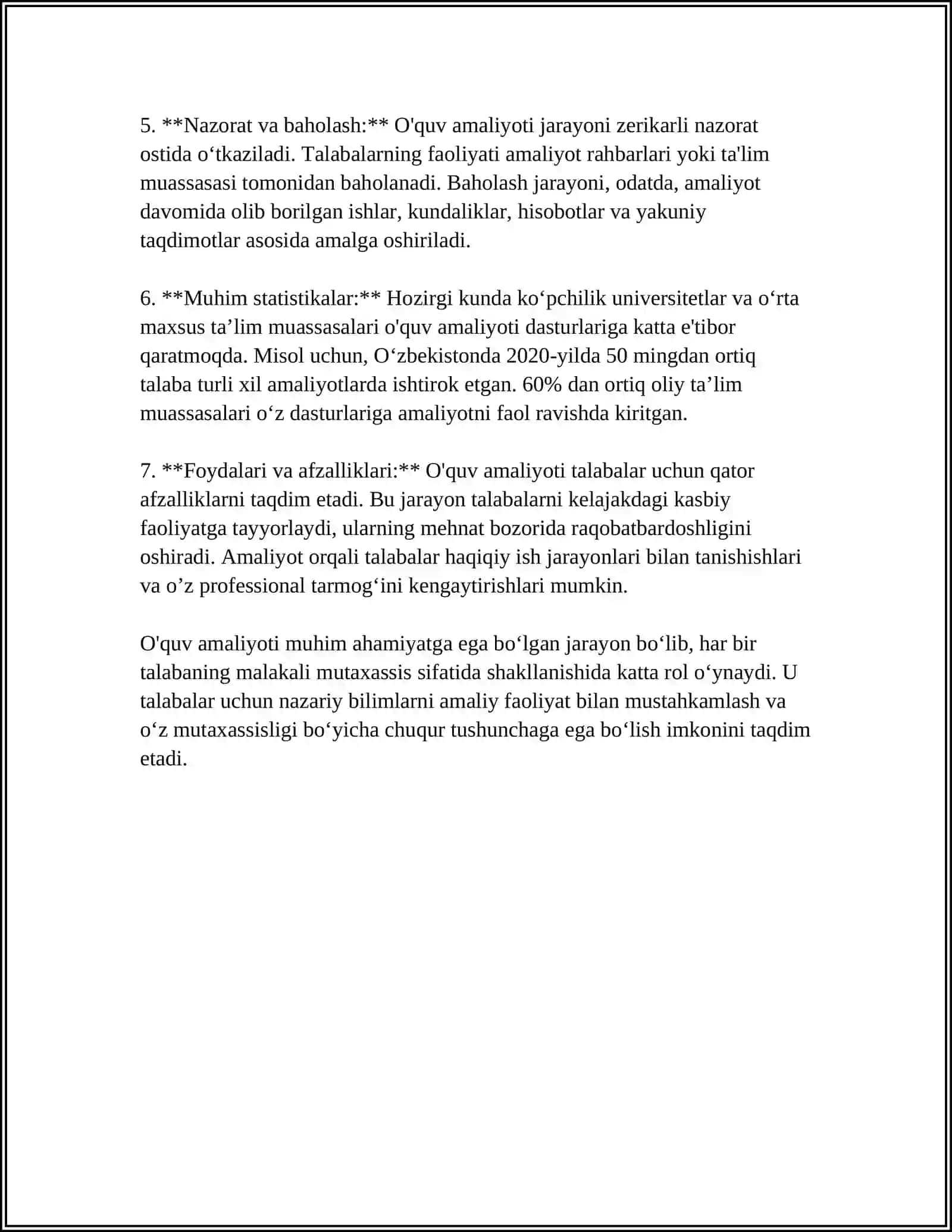 TALABALARNI UMUMTA’LIM MAKTABLARIDA TASHKIL ETILADIGAN OʻQUV VA PEDAGOGIK AMALIYOTIGA TAYYORLASH 4