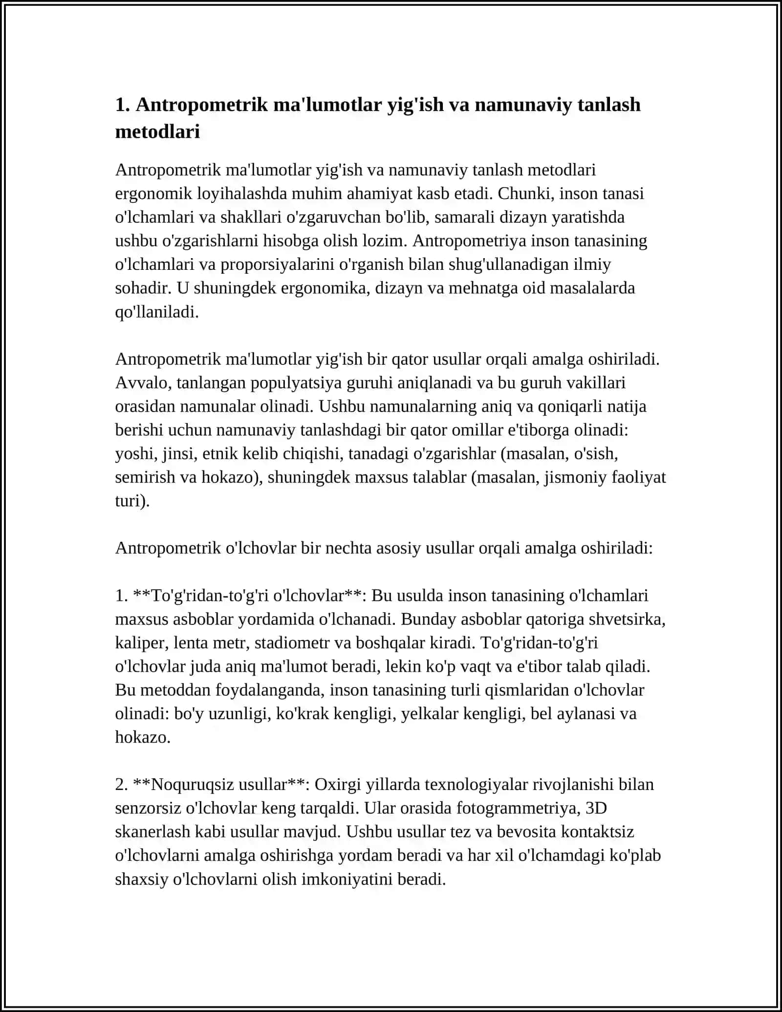 ERGONOMIK LOYIJALASHDA ANTROPOMETRIK MALUMOTLARDAN FOYDALANISH METODLARI 4