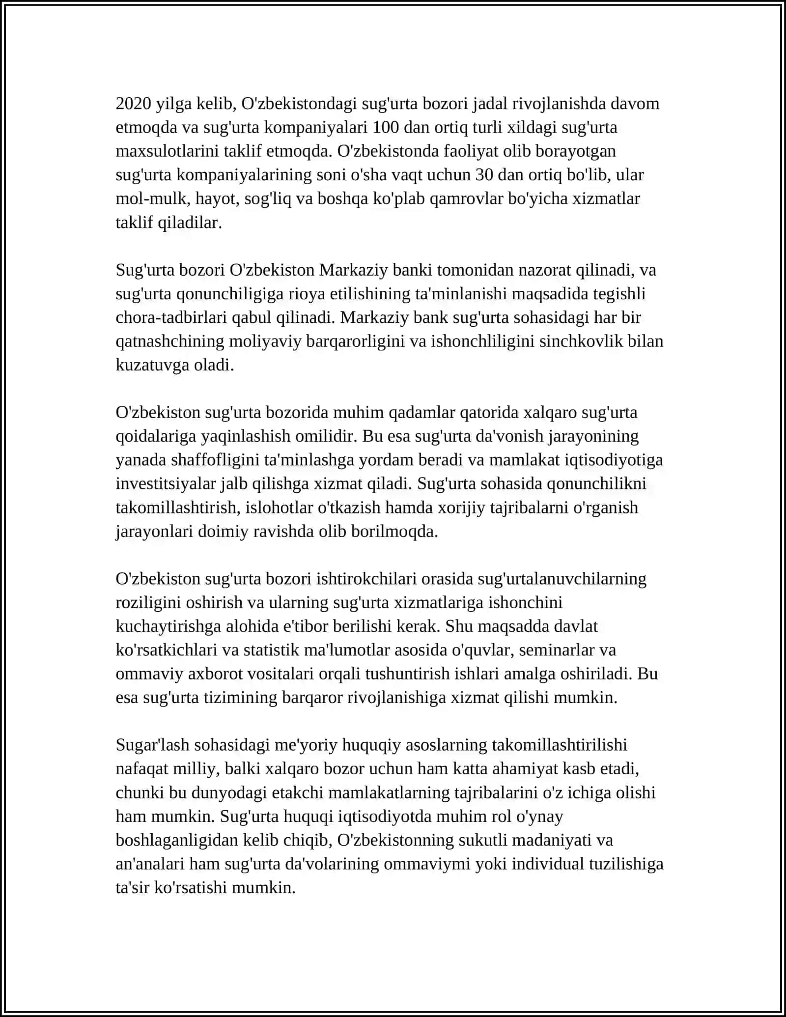 JISMONIY VA YURIDIK SHAXSLARING SUGʻURTA DAVOLARINI KOʻRIB CHIQISH VA HAL QILISH MEXANIZMI 4