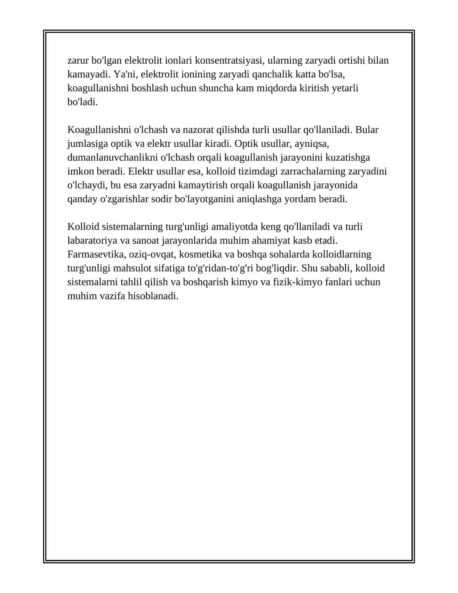 Kolloid Sistemalar Turg'unligi. Koagullanish. Shultse-Gardi Qoidasi 4