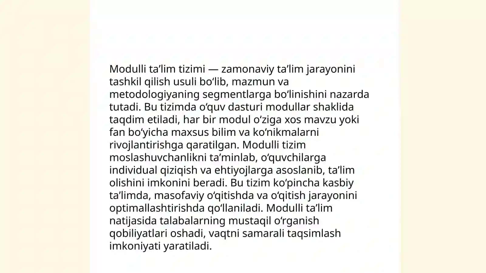 Zamonaviy taʼlim va modulli kredit mazmun mohiyati 4