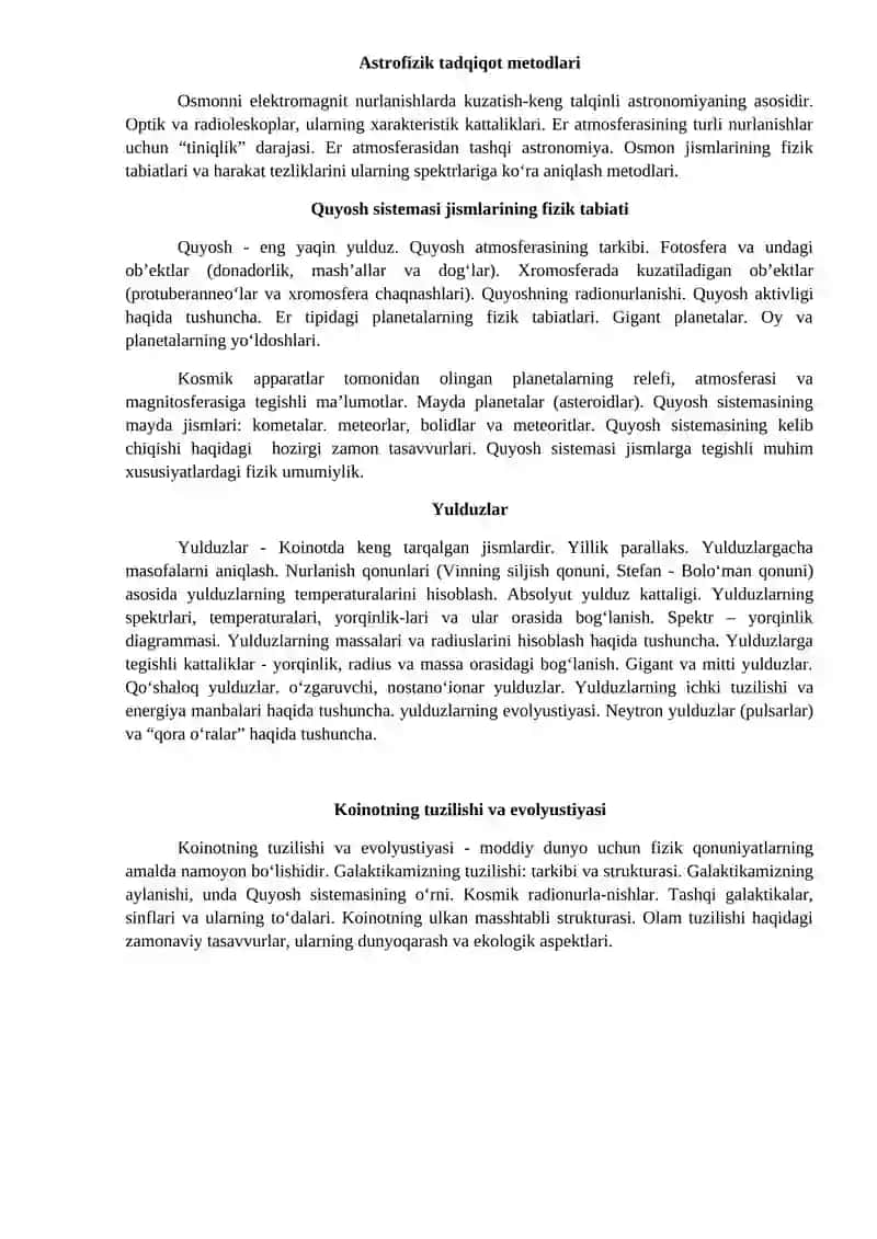 Astronomiya fanini o`qitishning texnologiyasi 4