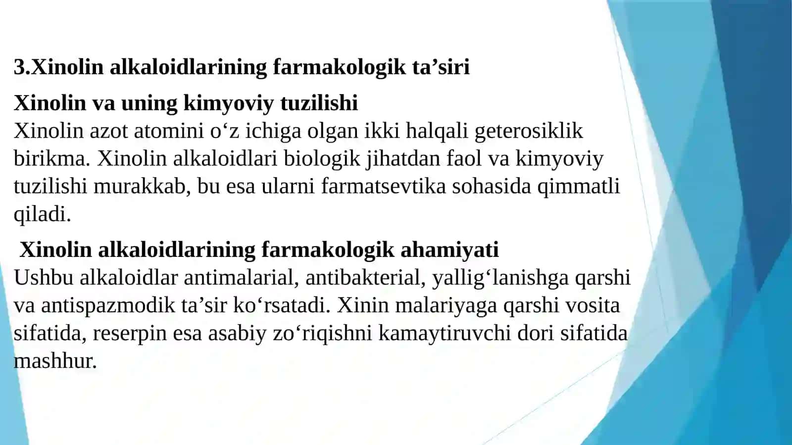 Tarkibida xinolin unumiga kiruvchi alkaloidlar bo‘lgan dorivor o‘simliklar 4
