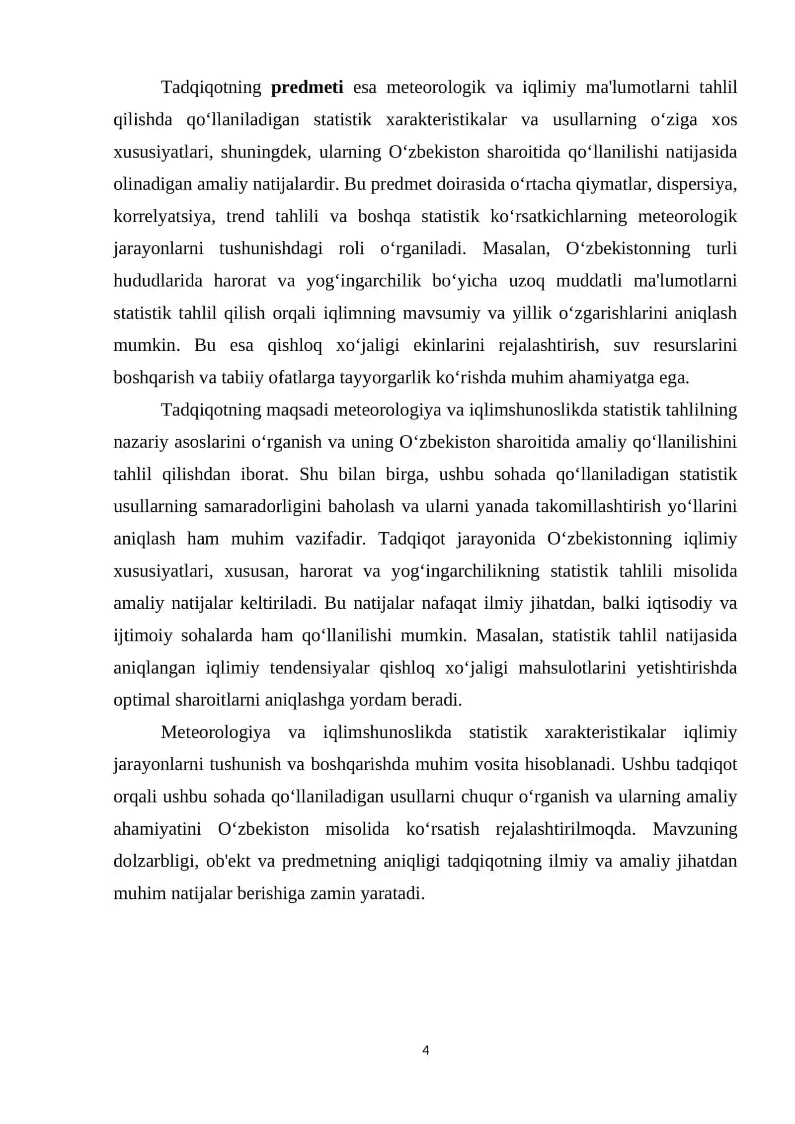 Meteorologiya va iqlimshunoslikda statistik xarakteristikalar 4