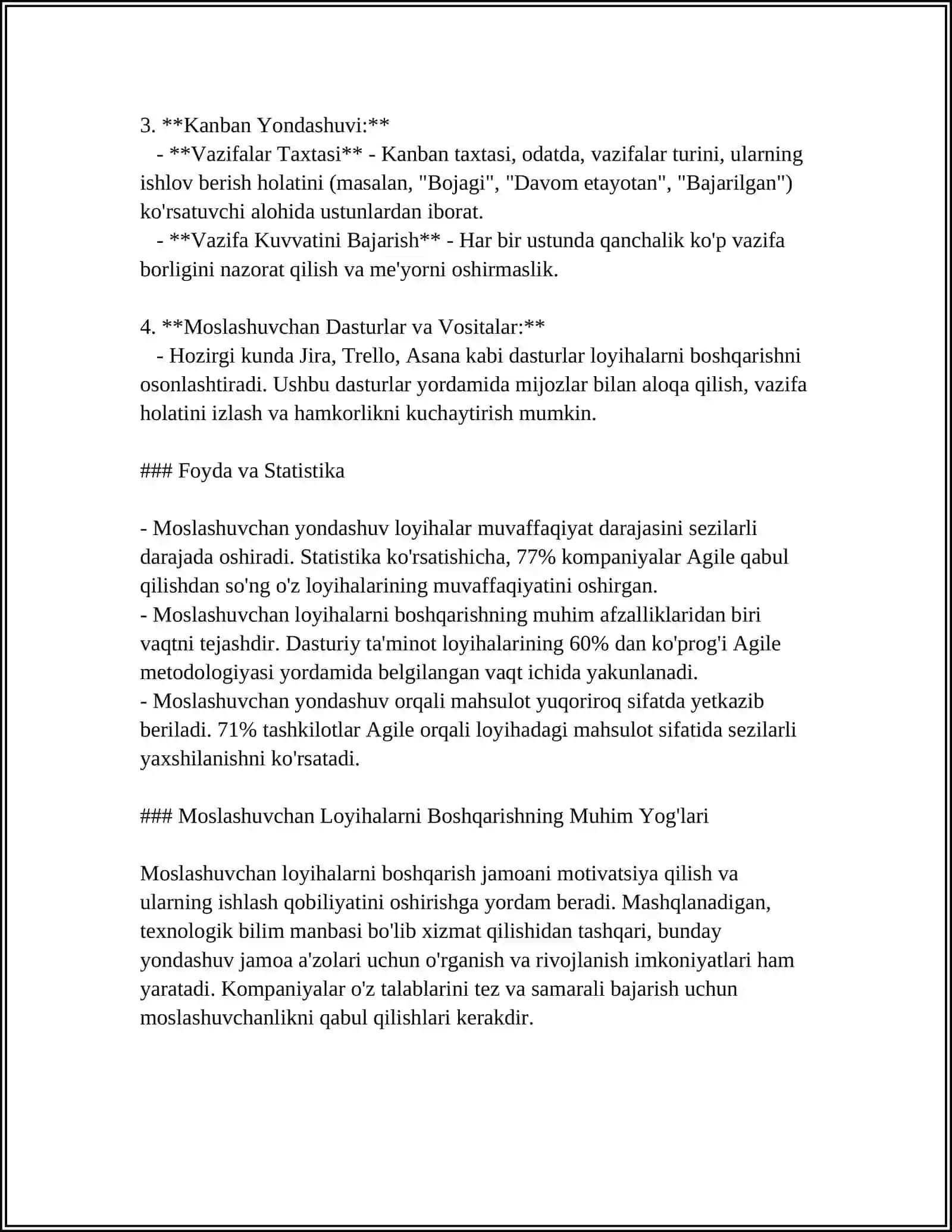 AXBOROT TEXNOLOGIYALARIDA LOYIHALARNI BOSHQARISHNING MOSLASHUVCHAN METADOLOGIYALARI 4
