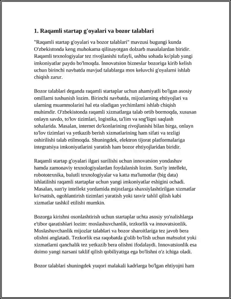 Raqamli startap g'oyalari va bozor talablari 4
