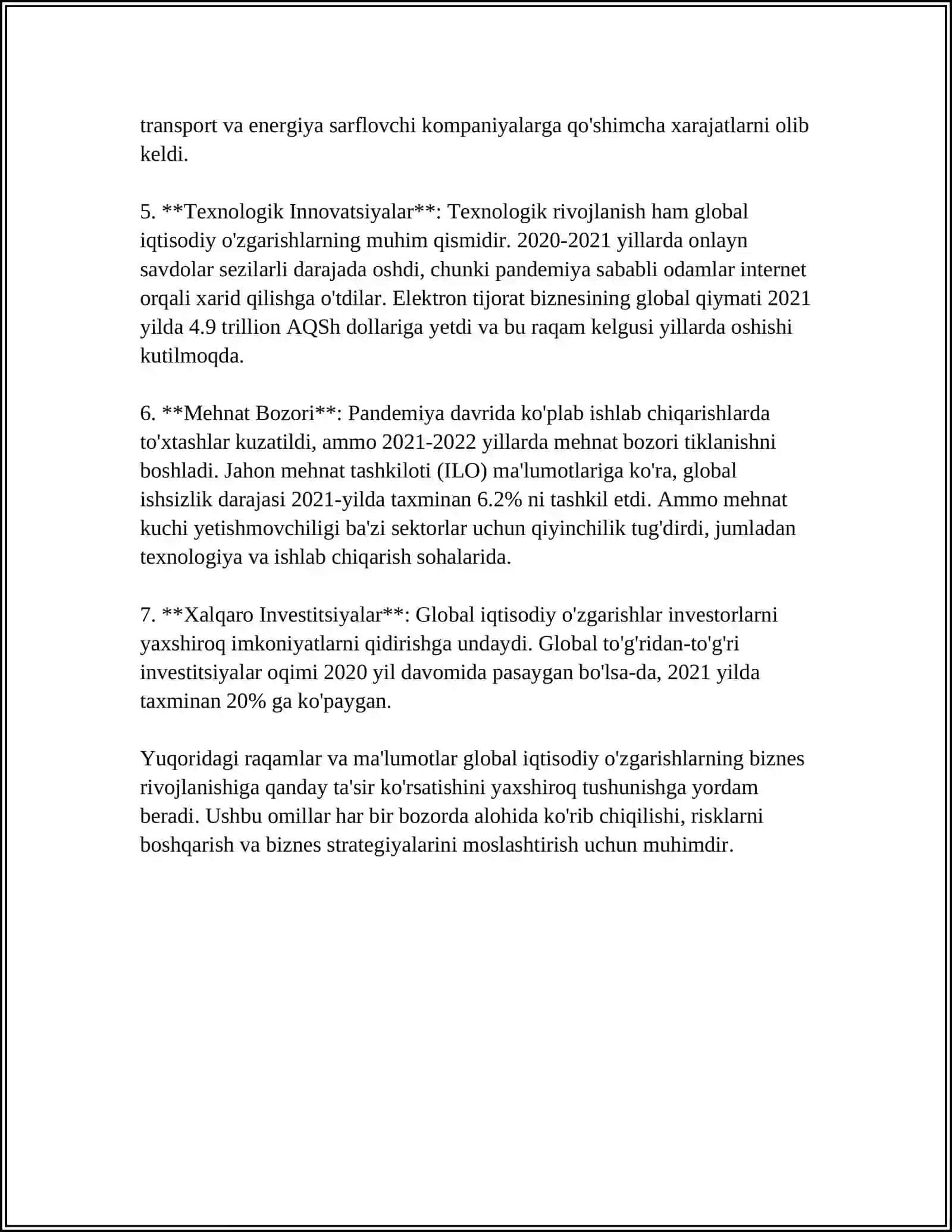 GLOBALLASHUV SHAROITIDA BIZNES RIVOJLANISH TRADENSIYALARI VA XUSUSIYATLARI 4
