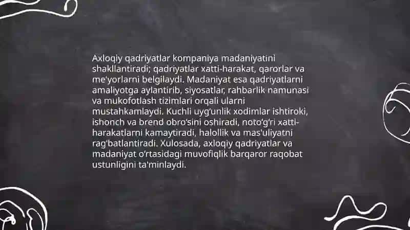 Biznesda axloqiy qadriyatlar va ularning o‘rni by Fayziyev Izzatillo 4