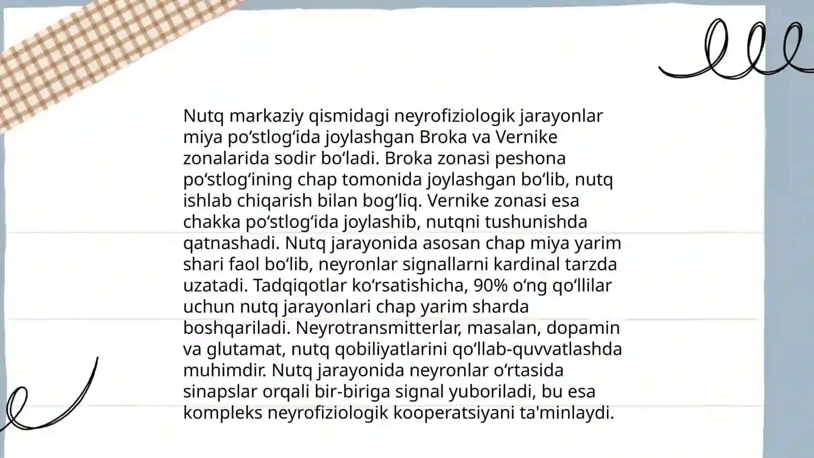 Nutq analizatorining markaziy qismi faoliyati. Nutq markaziy qismi uning tuzulishi va faoliyati. Nutq analizatorining markaziy qism patalogiyasi. Nutq markaziy patalogiyasining holati tibbiy yondashuv va bolalarda olib boriladigan tibbiy pedagogik chora tadbirlar 4