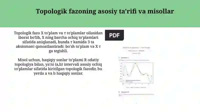 Topologiya kiritish usullari. Topologik fazoni baza bo'yicha qurish 4