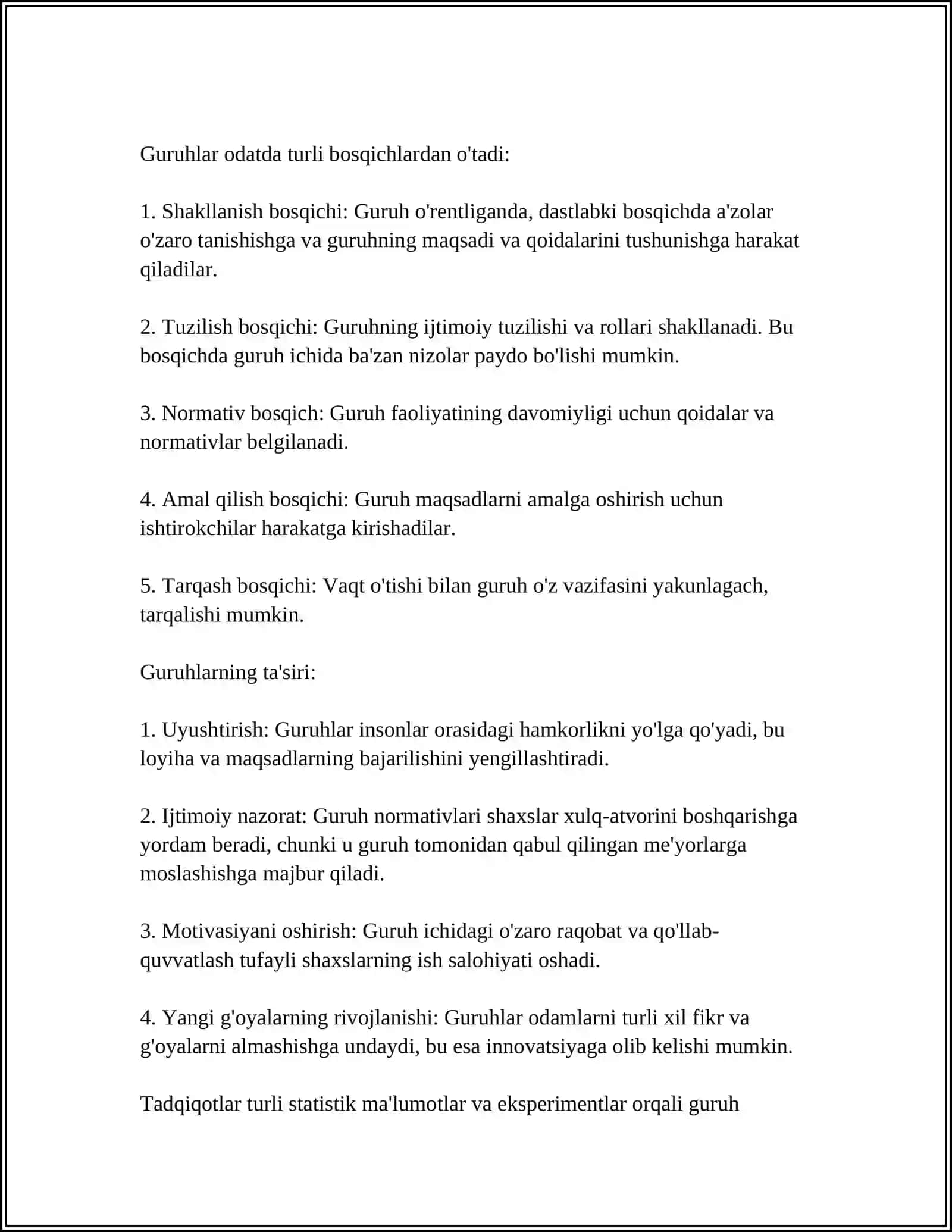 GURUH BILAN ISHLASHNING NAZARIY ASOSLARI 4