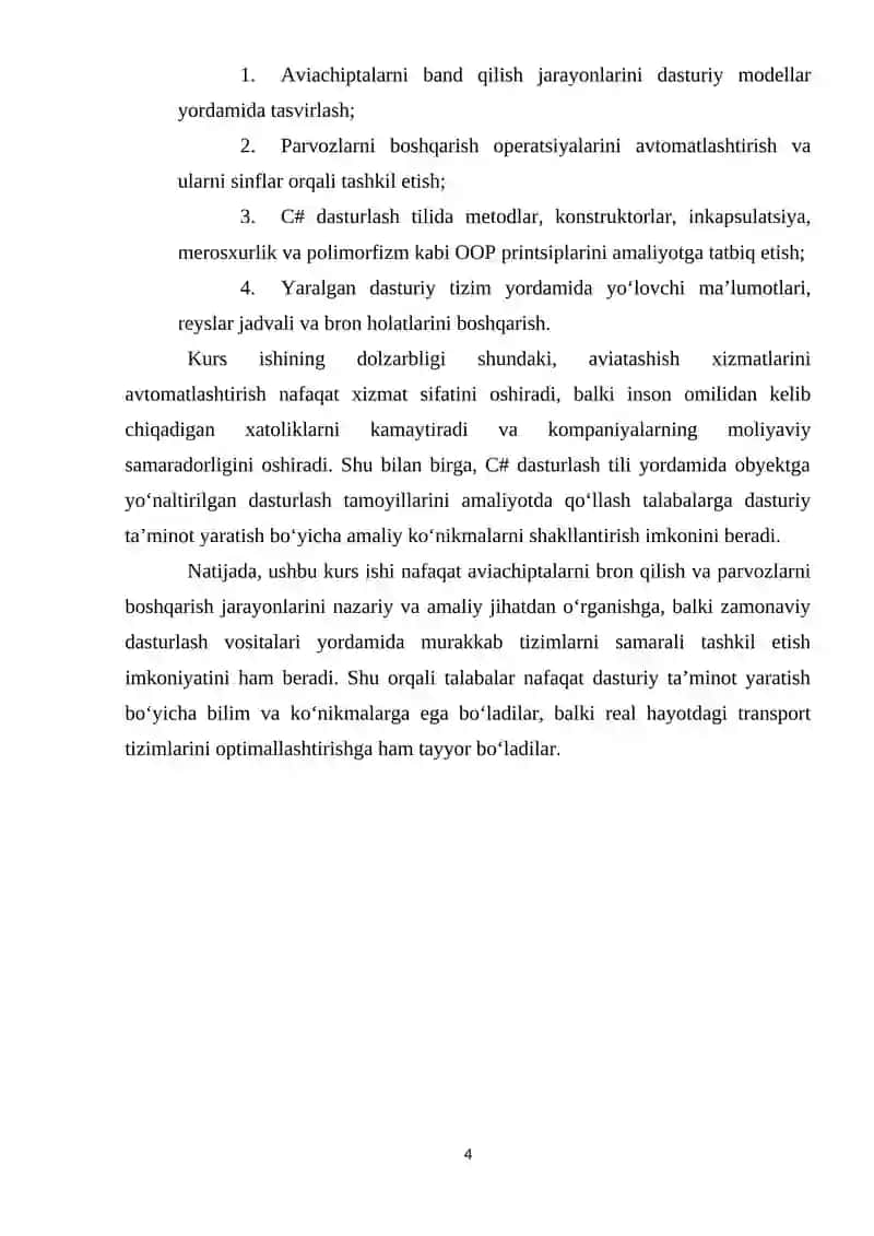 Aviachipta band qilish va chiptalarni boshqarish tizimi yaratish 4