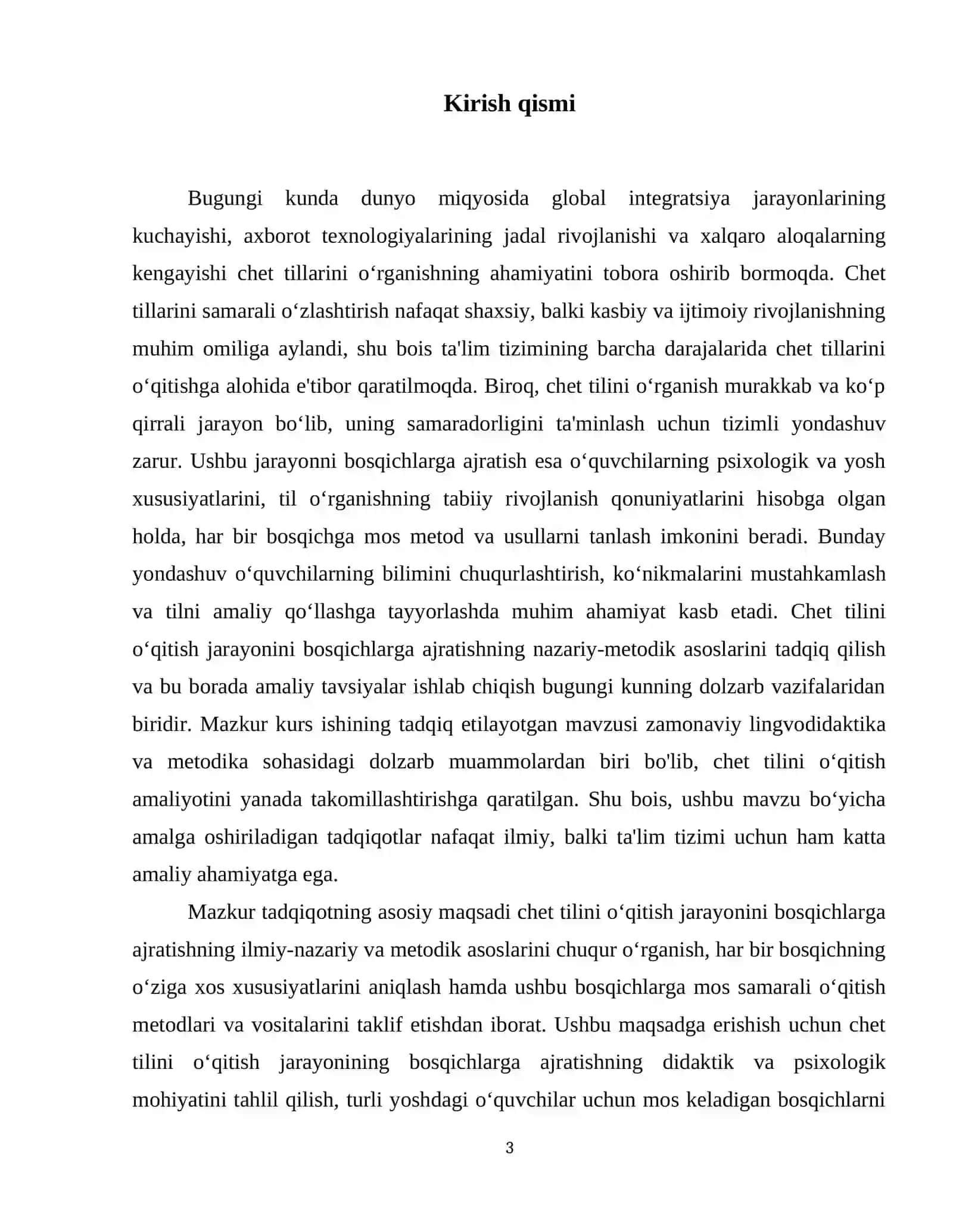 Chet tilini o‘qitish jarayonini bosqichlarga ajratish - metodika 4