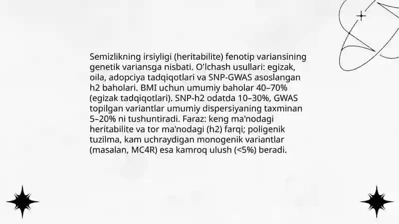 Semizlikni rivojlantirishda genetik omillarning riling 4