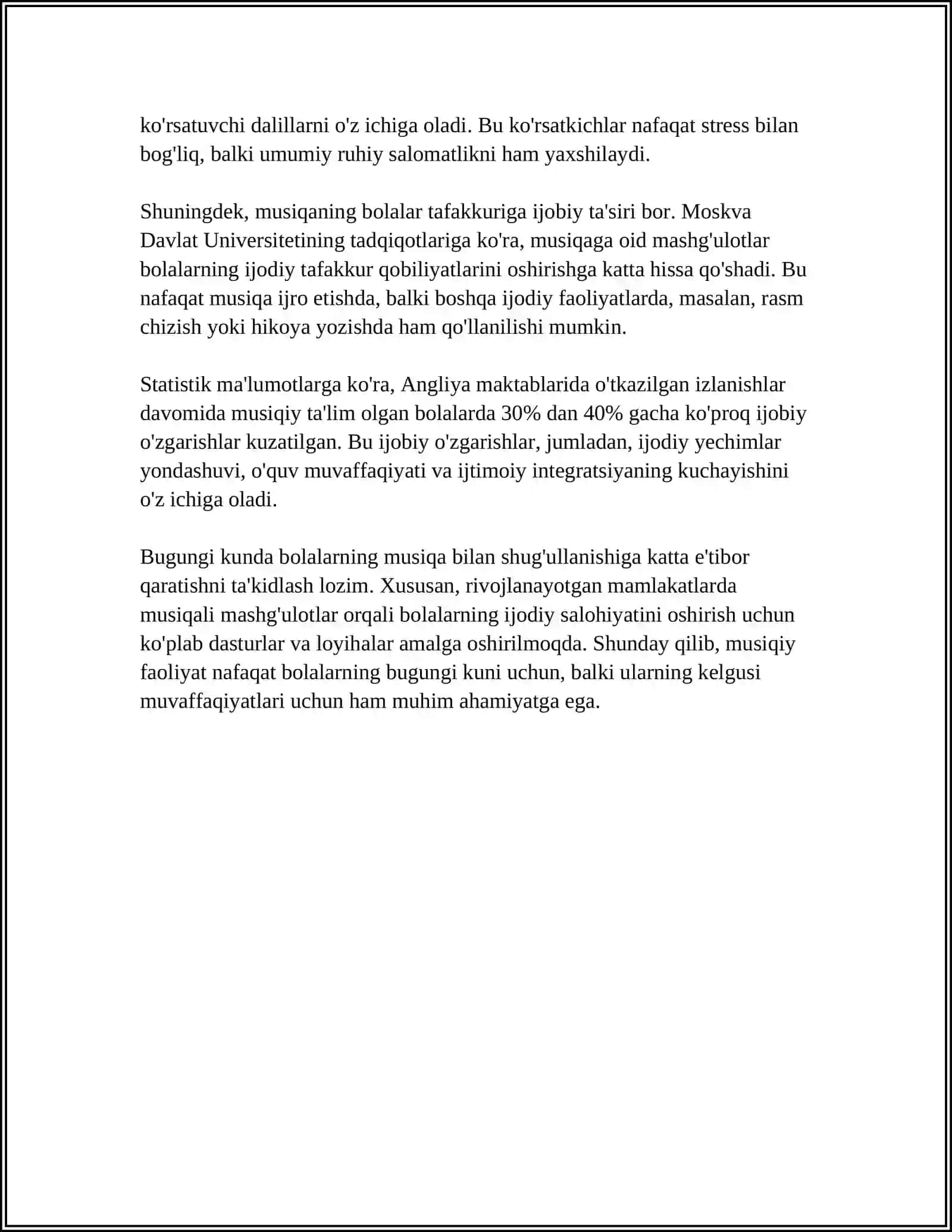 MUSIQALI SAHNALASHTIRILGAN FAOLIYATLAR ORQALI BOLALARNING IJODIY QOBILIYATLARINI RIVOJLANTIRISH 4