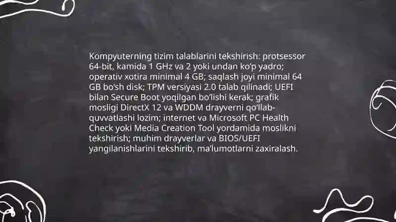 Windows operatsion tizimini kompyuterga o’rnatish. Narzullayeva Sitora 4