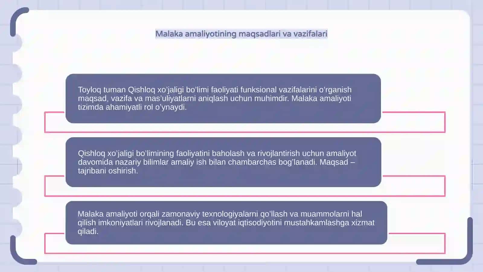 Malaka amaliyoti bo’yicha hisobot 4