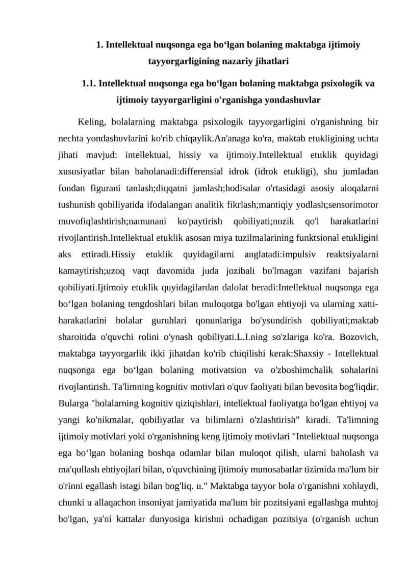 Intellektual nuqsonga ega boʻlgan bolalarni maktab taʼlimiga tayyorlash 4
