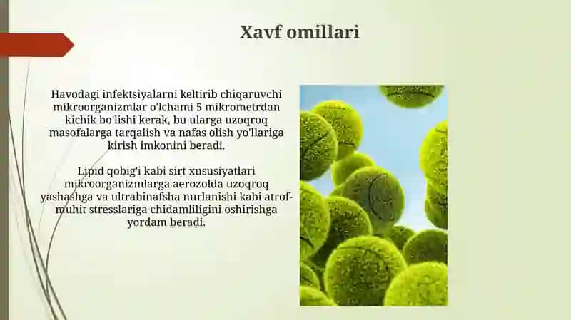 Havo-tomchi infeksiyalariga kiruvchi mikroorganizmlar xarakteriktika 4