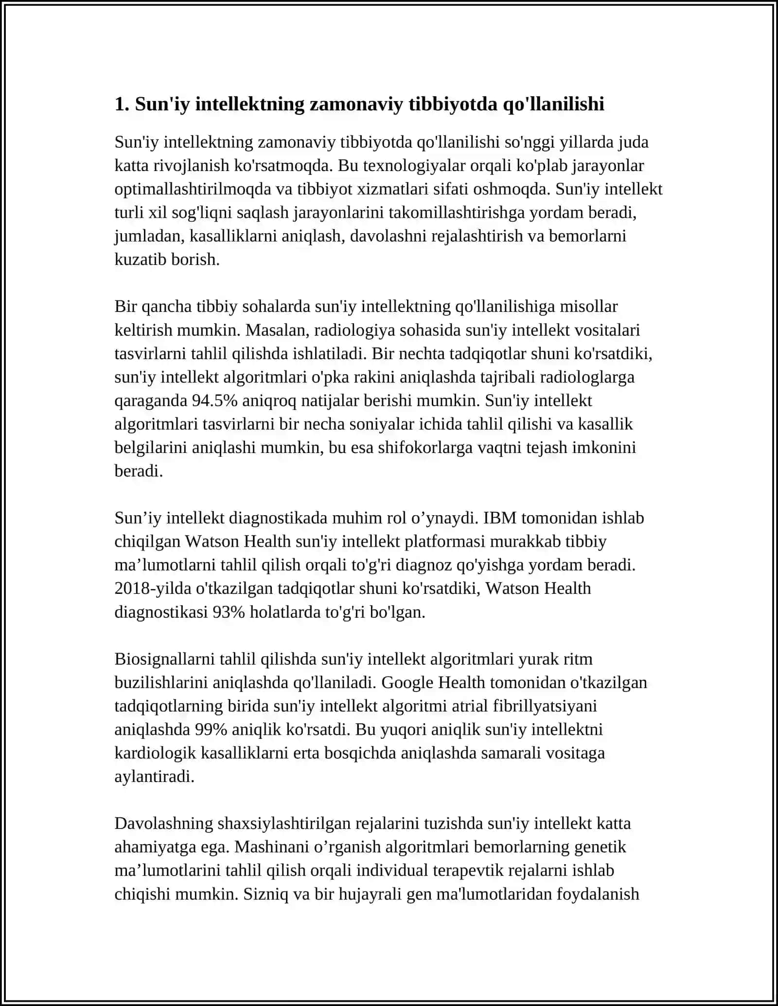 ZAMONAVIY AXBOROT TEXNOLOGIYALARIDAN BUGUNGI KUNDA FOYDALANISH DARAJASI, ULARNI TIBBIYOTNING TURLI SOXALARIDA MA’LUMOTLAR TO‘PLASHDA, DIAGNOSTIKA VA DAVOLASHDA TUTGAN O‘RNI 4