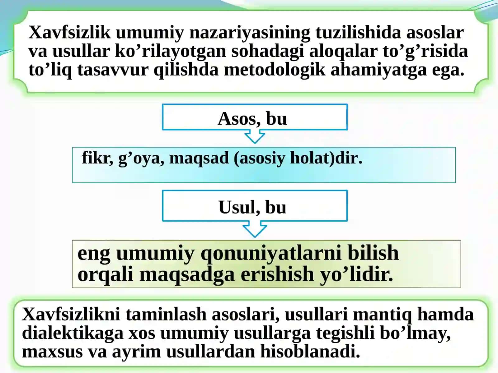 Hayot faoliyati xavfsizligini ta’minlash tamoyillari uslublari 4