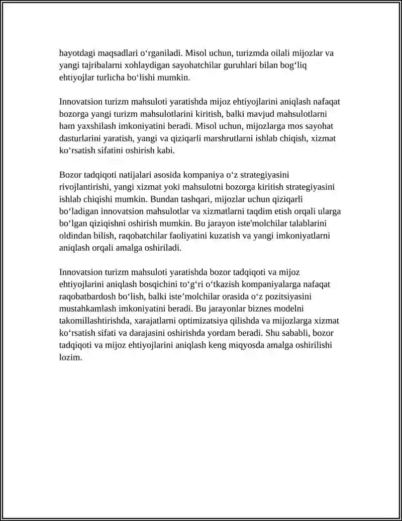 INNOVATSION TURIZM MAHSULOTI YARATISH BOSQICHLARI 4