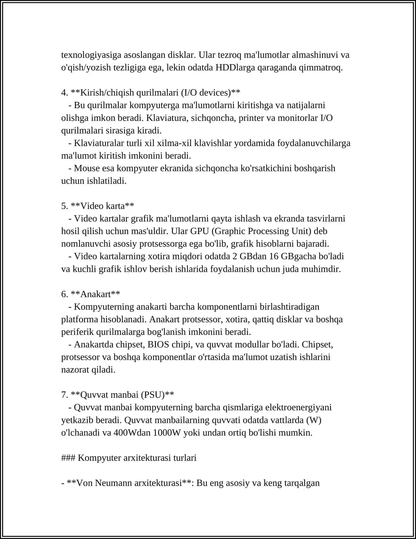 SHAXSIY KOMPYUTER ARXITEKTURASI VA UNING ASOSIY KOMPONENTLARI 4