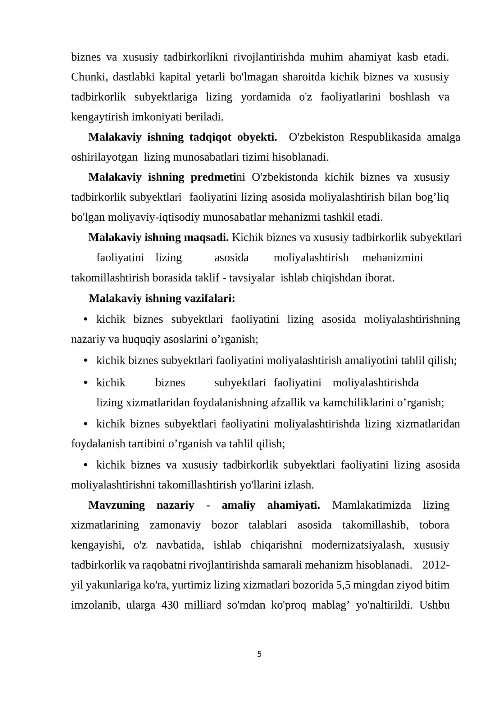 Kichik biznes subyektlari faoliyatini lizing asosida moliyalashtirishni takomillashtirish 4