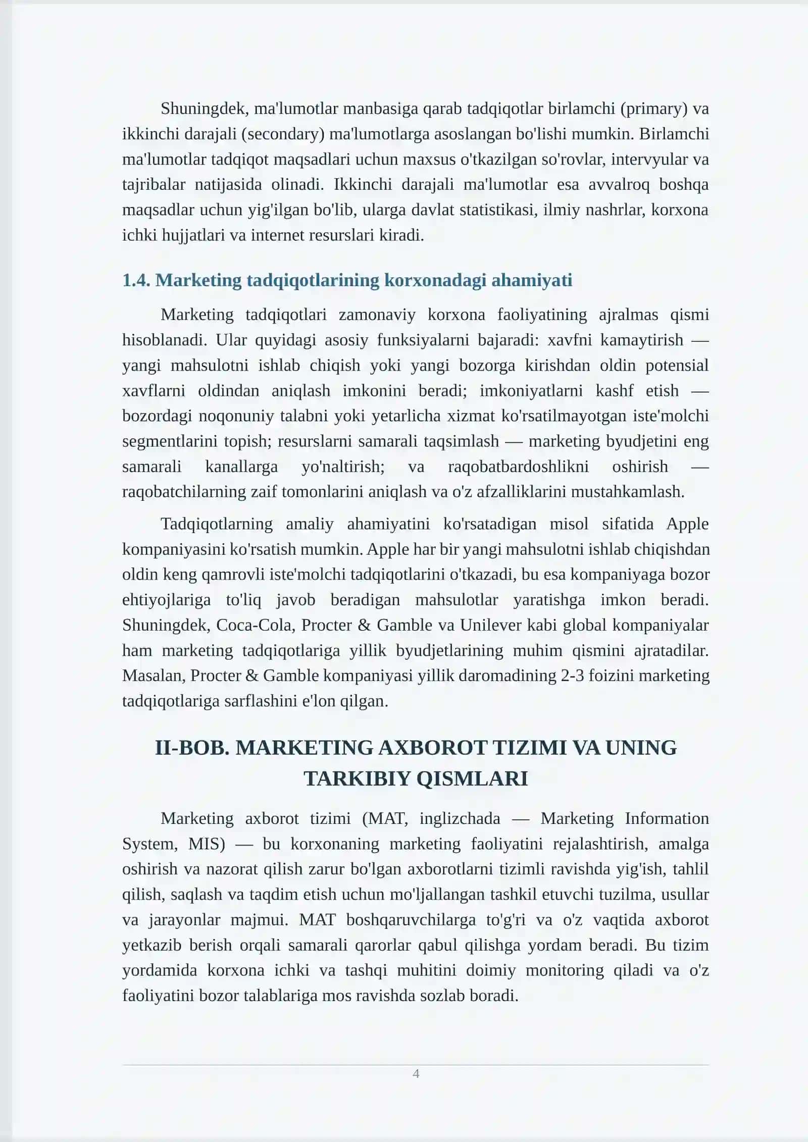 MARKETING TADQIQOTLARI VA AXBOROT TIZIMI 4