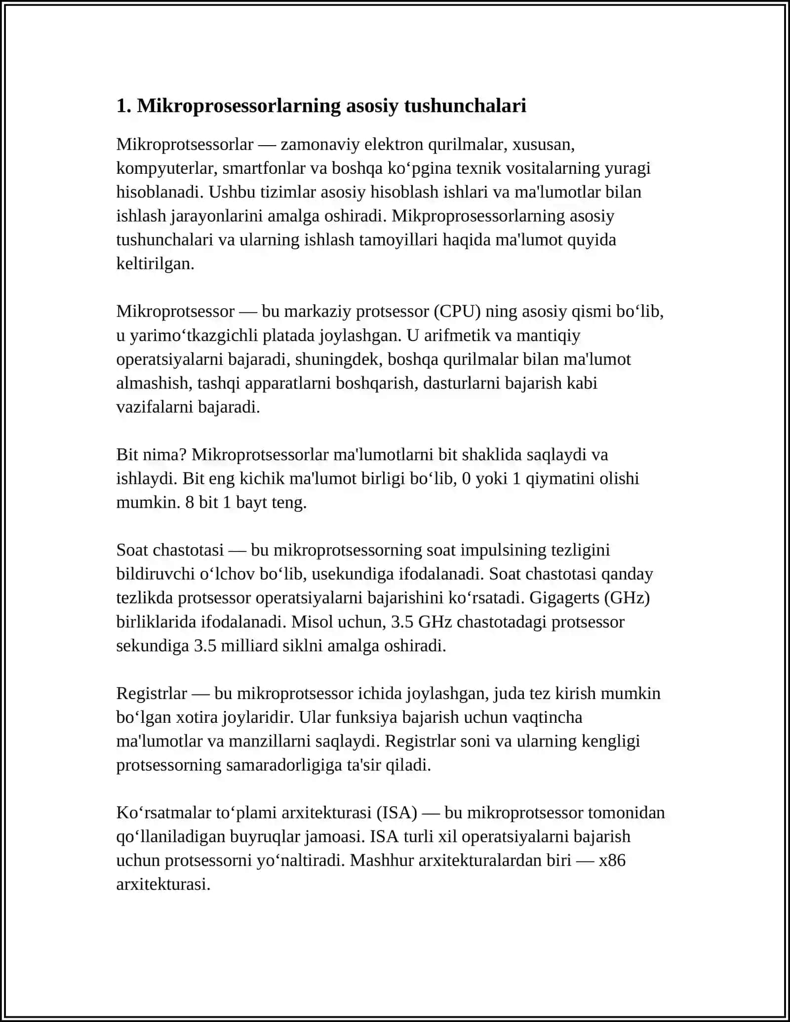 RAQAMLI BOSHQARUV TIZIMLARIDA MIKROPROTSESSORLARNING QOLLA ILISHI 4