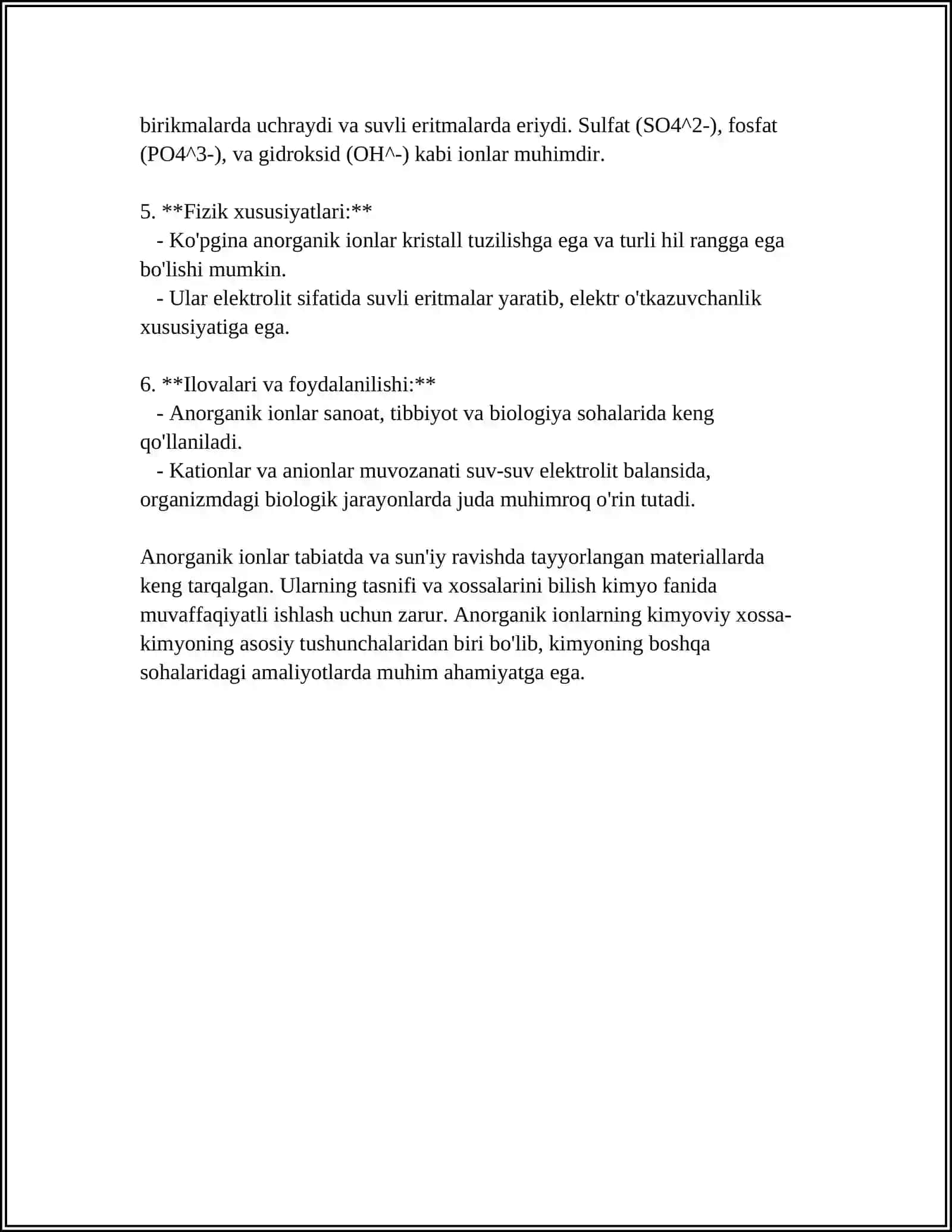 REFERAT: NOORGANIK IONLAR VA ULARNING FUNKSIYALARI 4