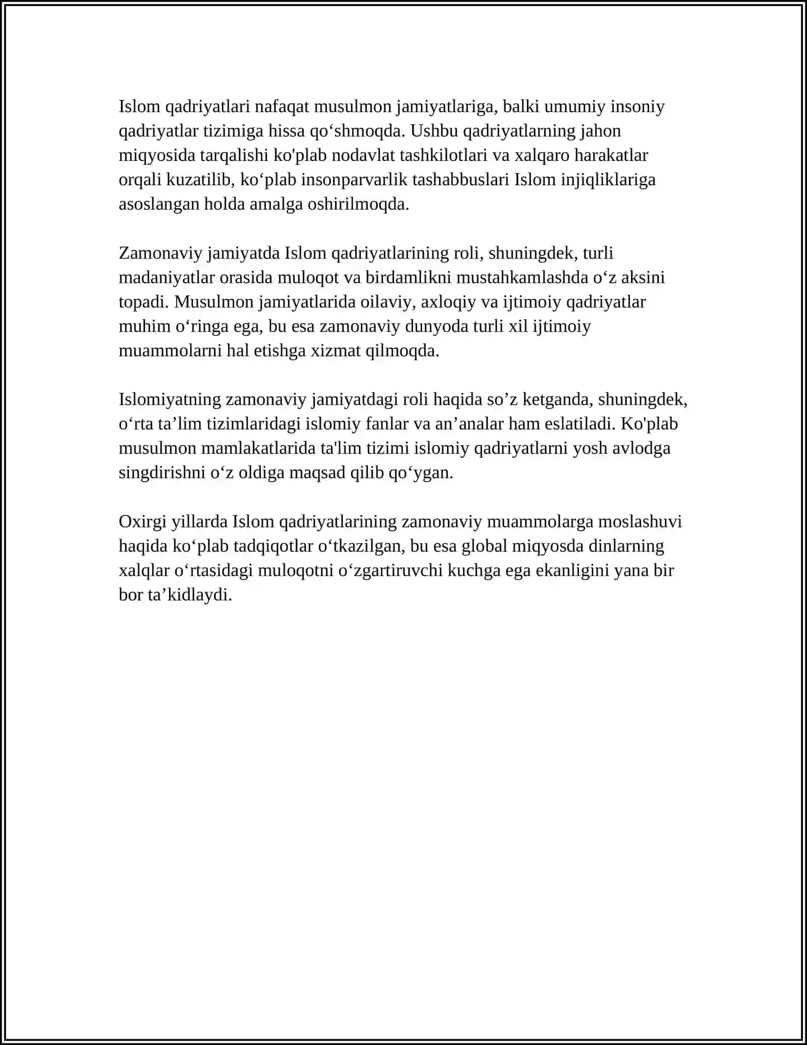 ISLOM QADRIYATLARI VA MA'RIFATINING HOZIRGI DAVRDAGI AHAMIYATI 4