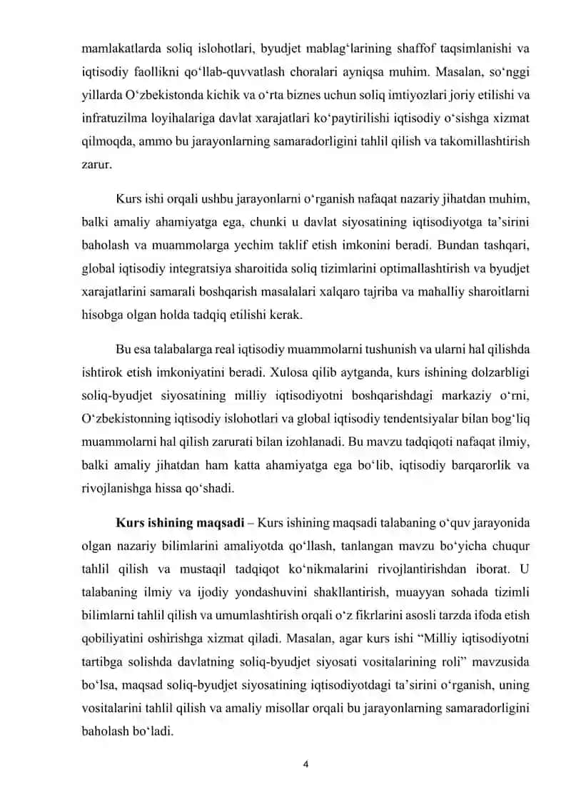 Milliy iqtisodiyotini tartibga solishda davlatning soliq byudjet siyosati vositalarning roli 4