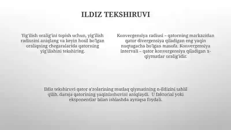 Darajali qatorlar, yaqinlashish radiusi va sohasi 4
