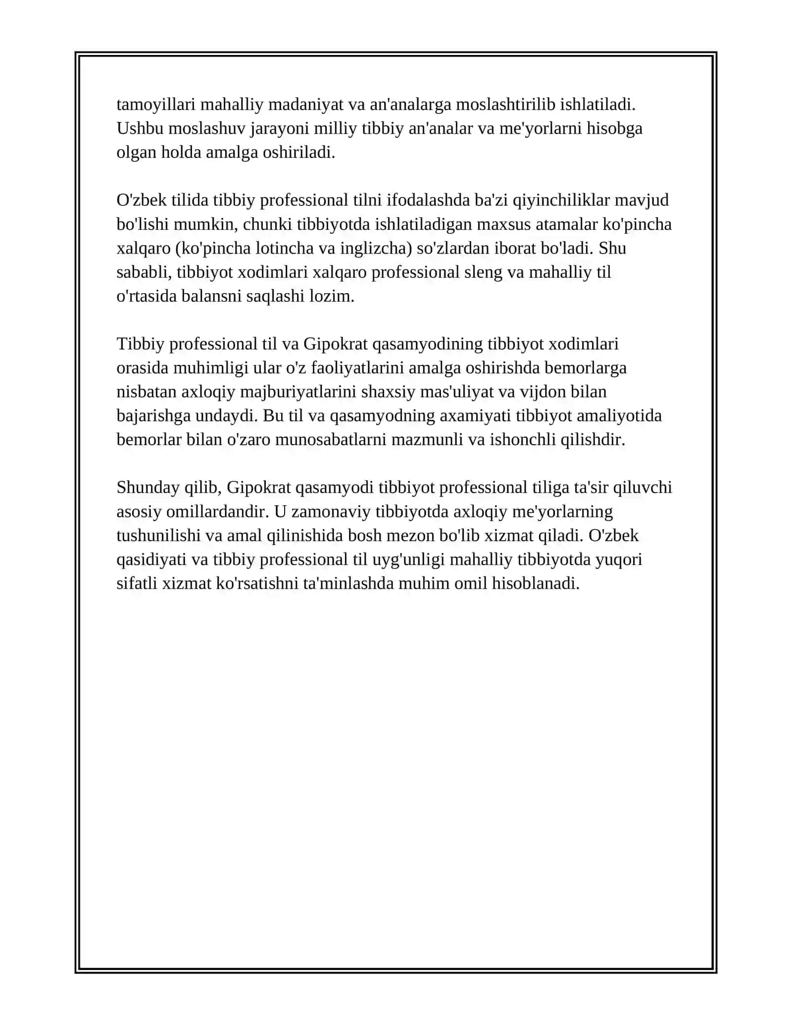 GIPOKRAT QASAMYODI, PROFESSIONAL TILLAR VA ULARNING MILLIY TILDAGI ASOSIY XUSUSIYATLARI 4