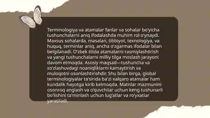 Kasbiy soha bo'yicha atama va so'zlarning luğatini tuzish 4
