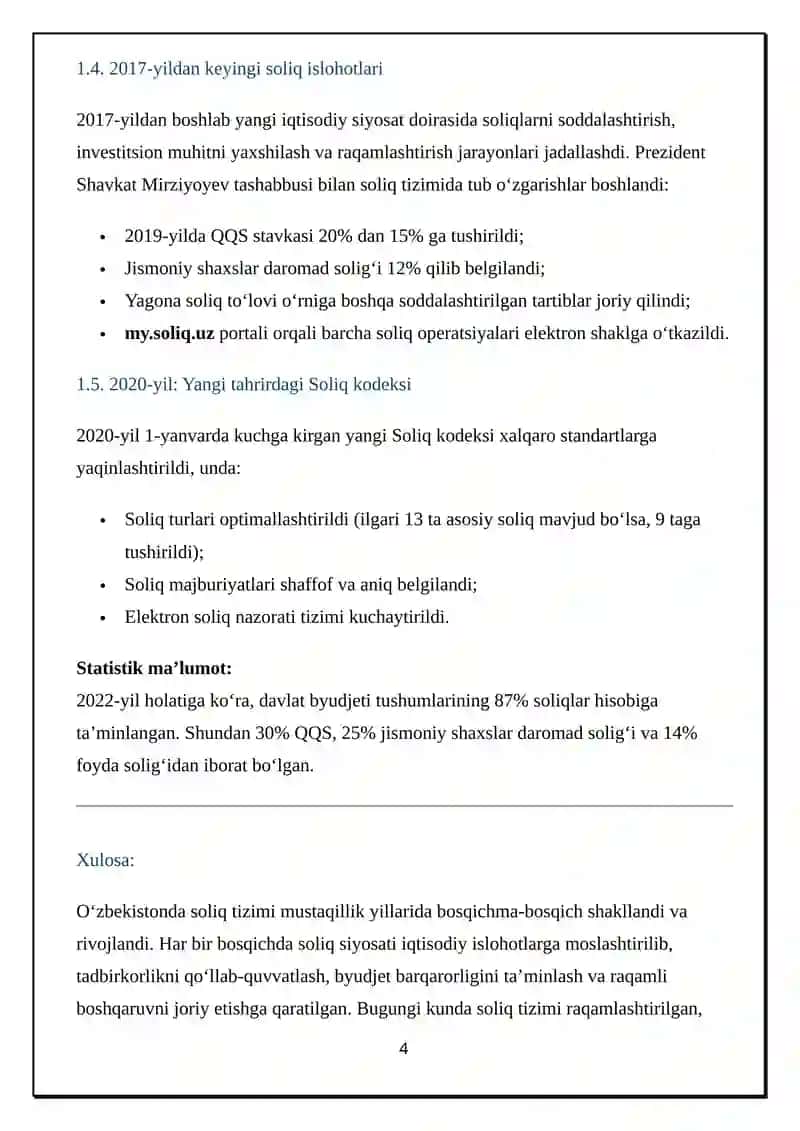 Soliq tizimi shakllanishi va rivojlanishi 4