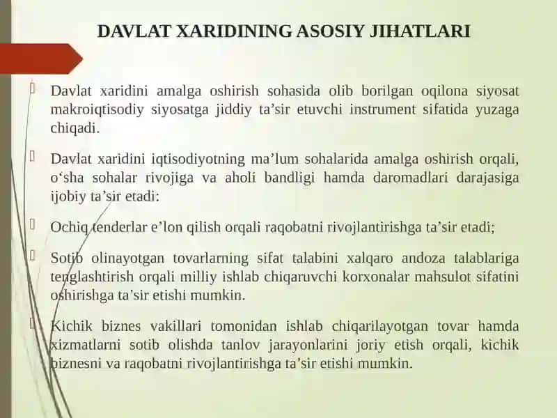 Davlat Xaridini Tashkil Etishning Ijtimoiy-Iqtisodiy Ahamiyati va Uni Iqtisodiyotga Ta’siri 4