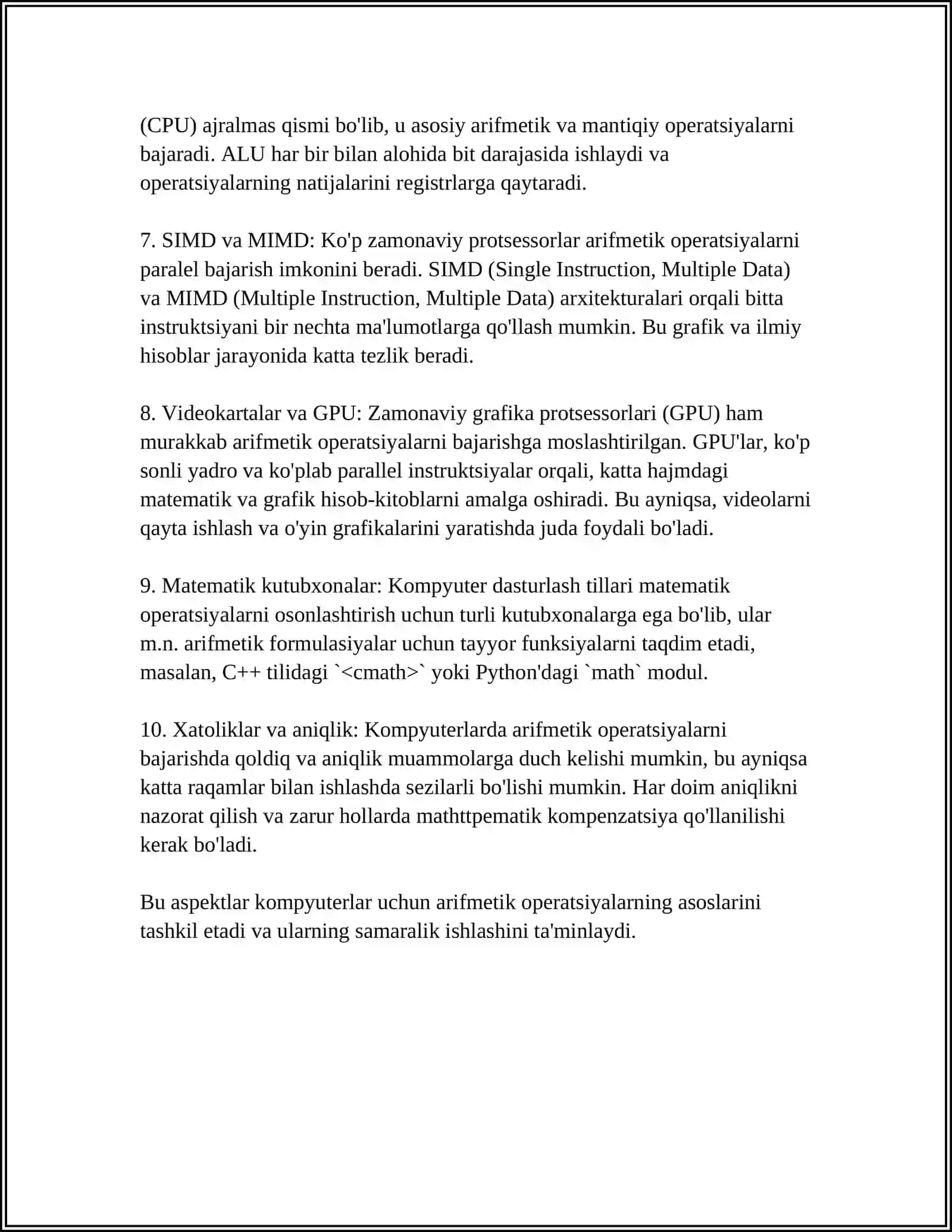 Kompyuterda axborotlarni qayta ishlashning arifmetik asoslari 4