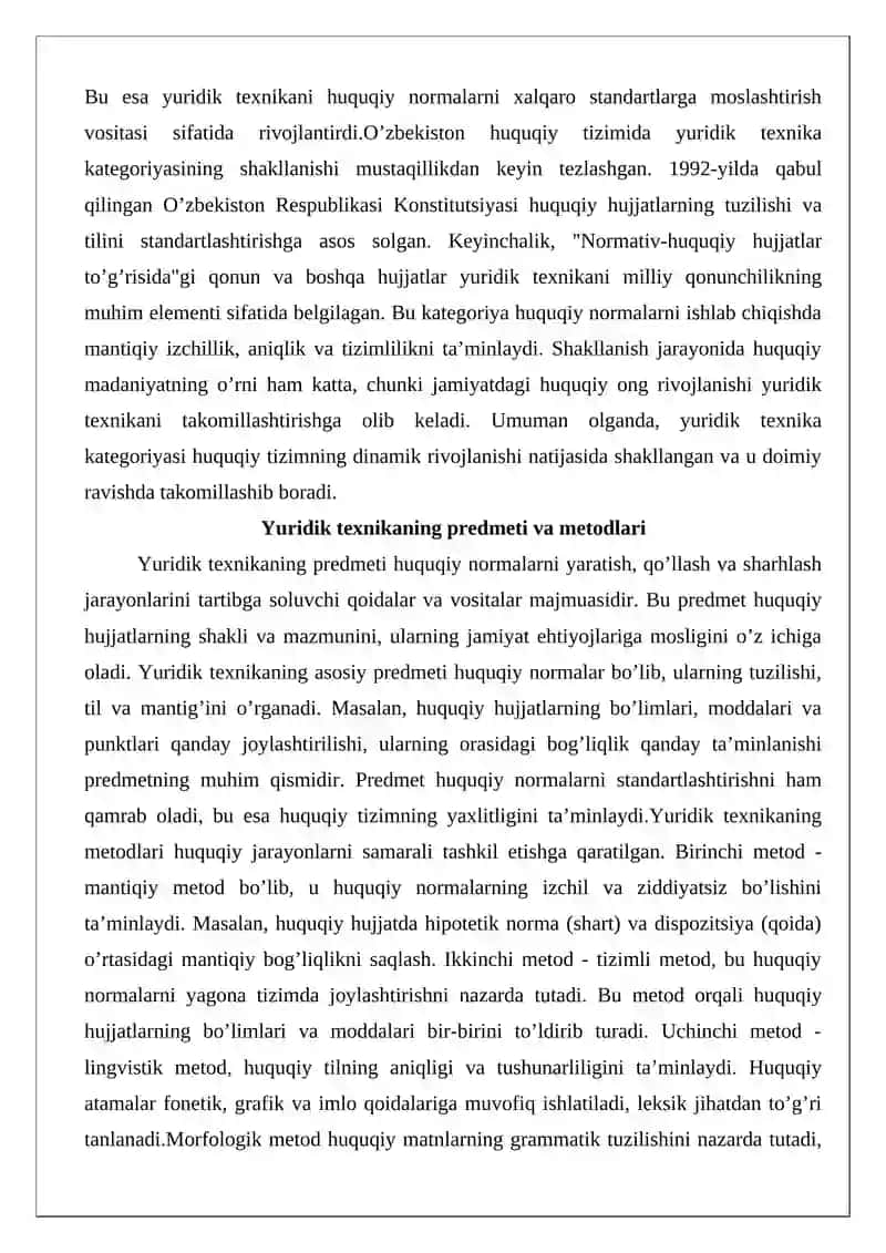 Yuridik texnikaning yuridik fanlar tizimidagi o'rni 4