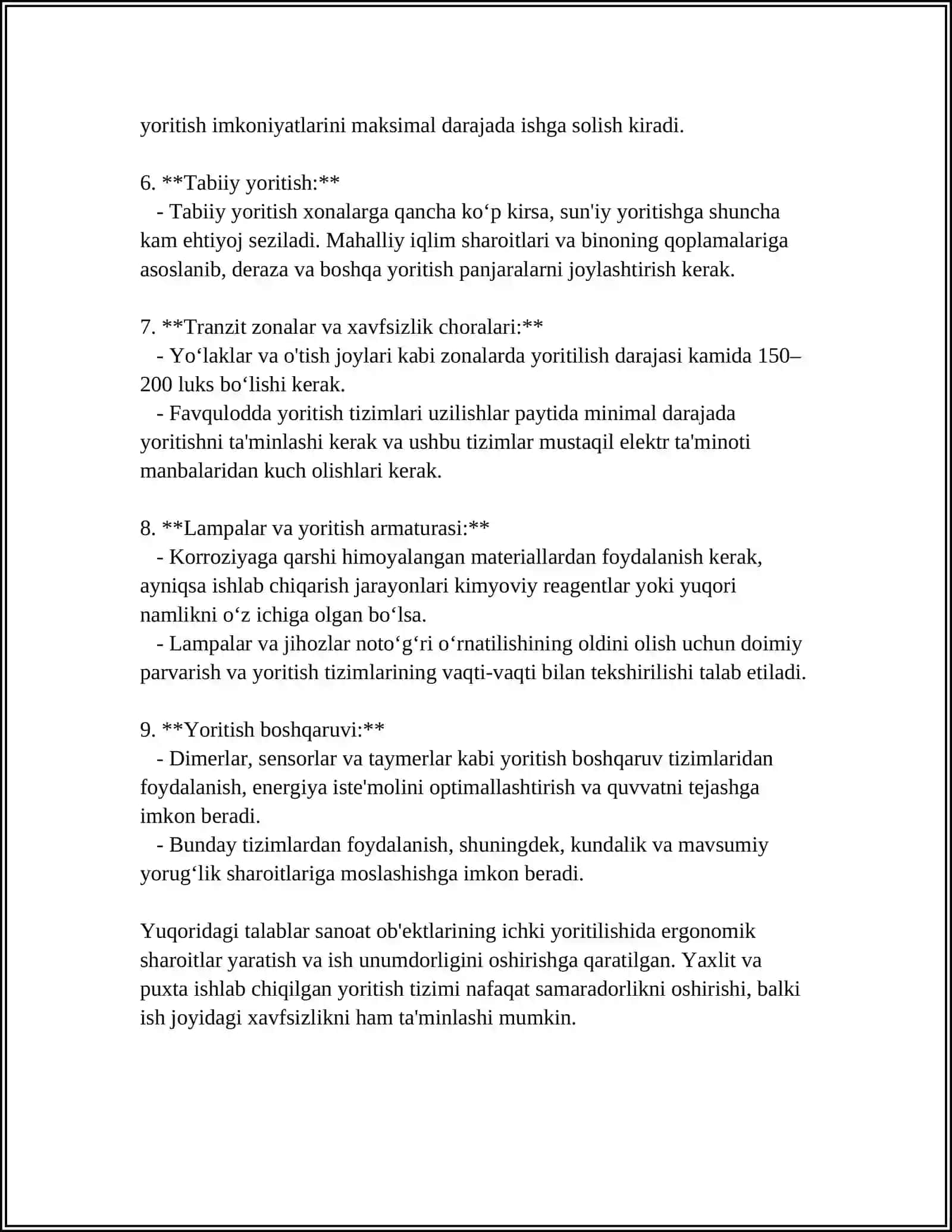 Sanoat Binolari Ichki Yoritilish Talablari 4