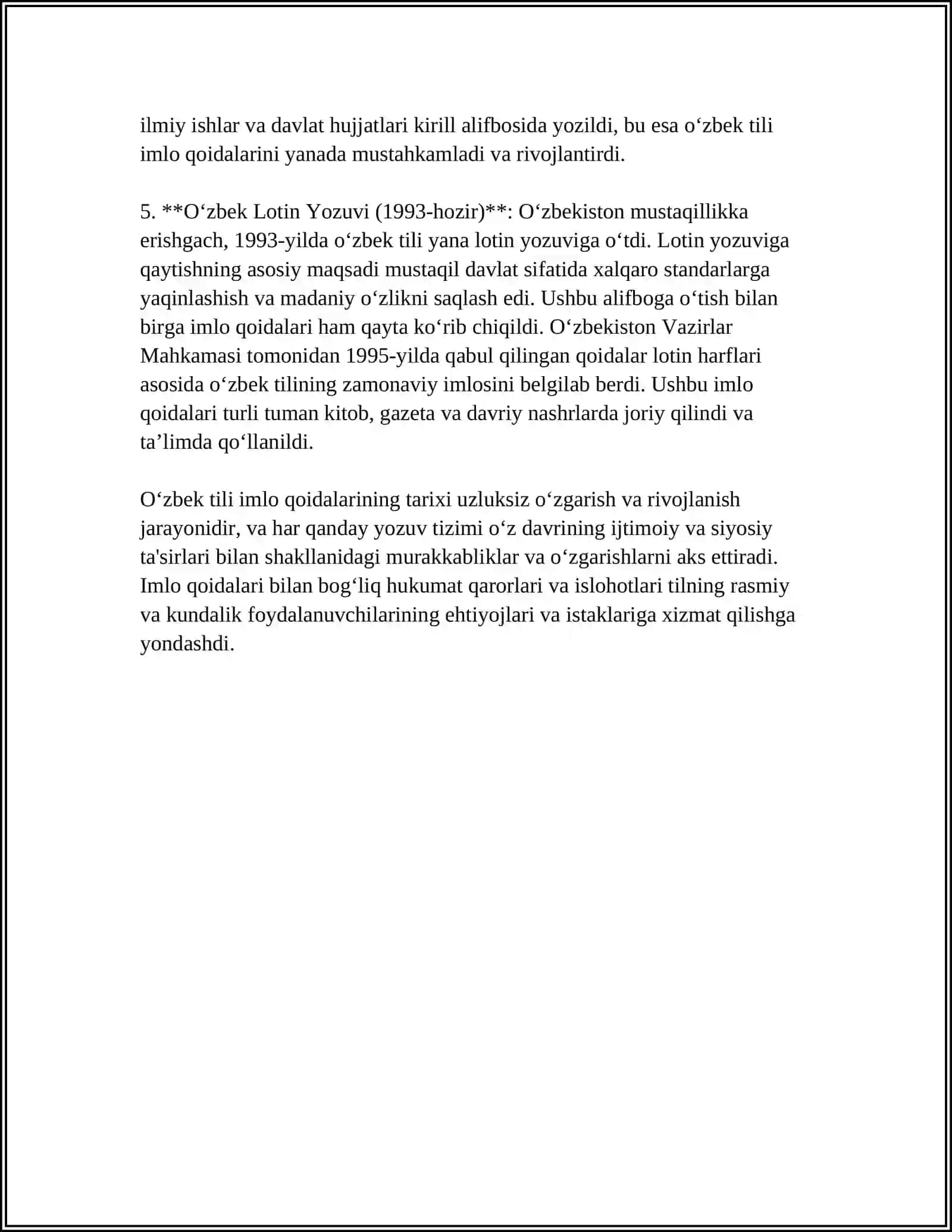 O'ZBEK TILINING IMLO QOIDALARI VA SOHA EGALARINING SAVODXONLIGI XXI ASR TEXNIKASI 4