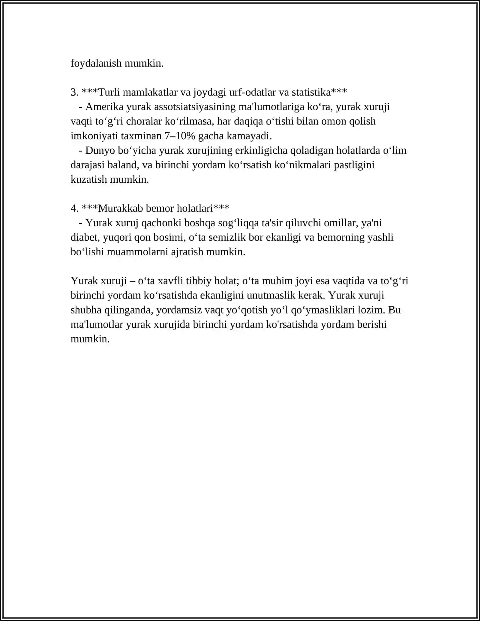 HUSHDAN KETGANDA BIRINCI TEZ TİBBİY YORDAM KÕRSATISH 4